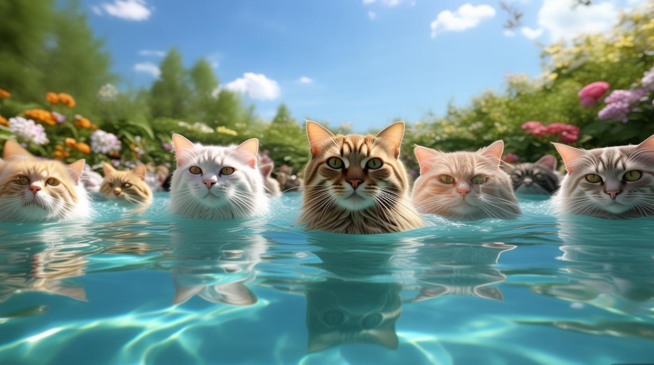 猫咪游泳图片大全