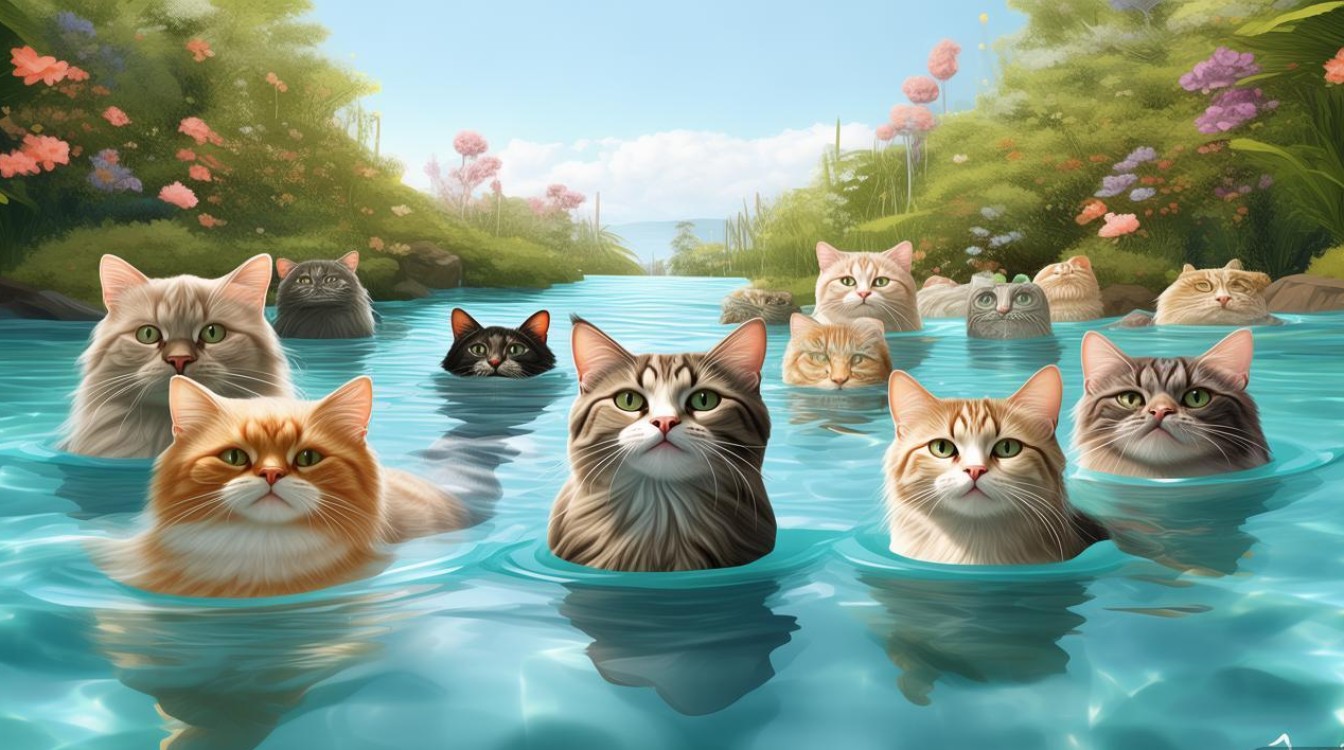 猫咪游泳图片大全
