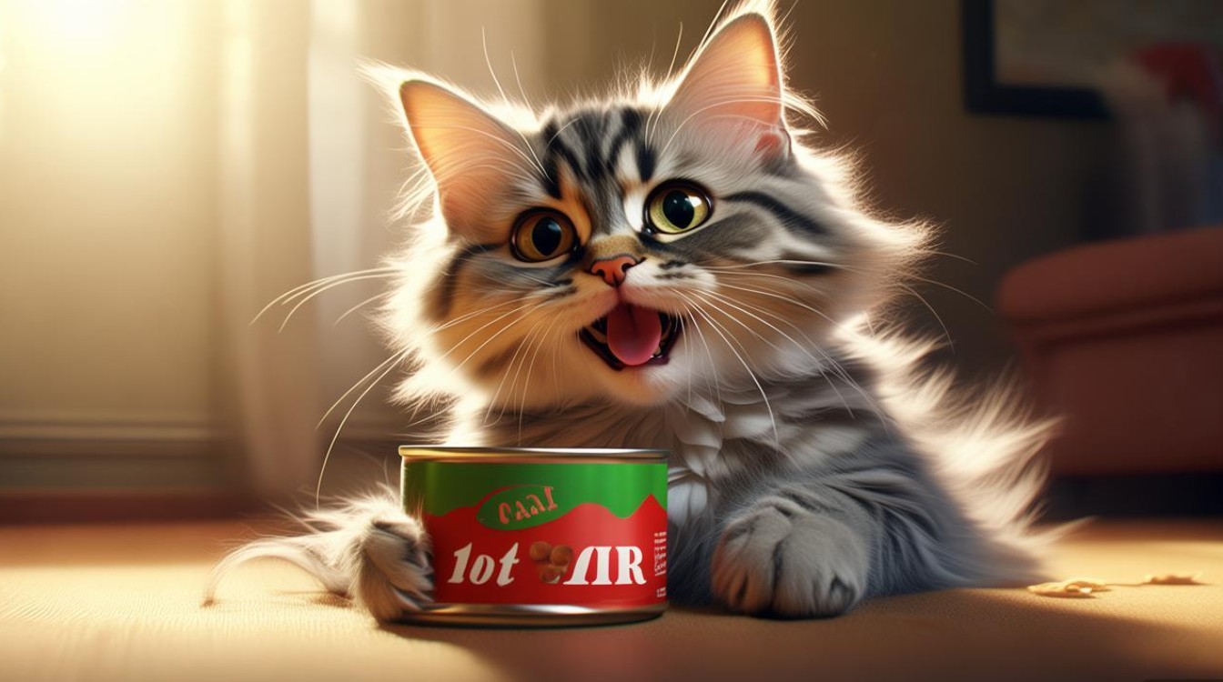 猫咪吃完罐头兴奋