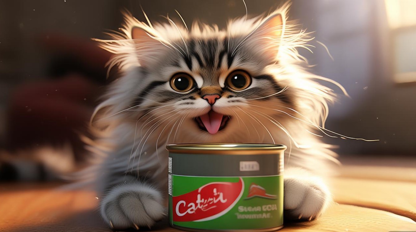 猫咪吃完罐头兴奋