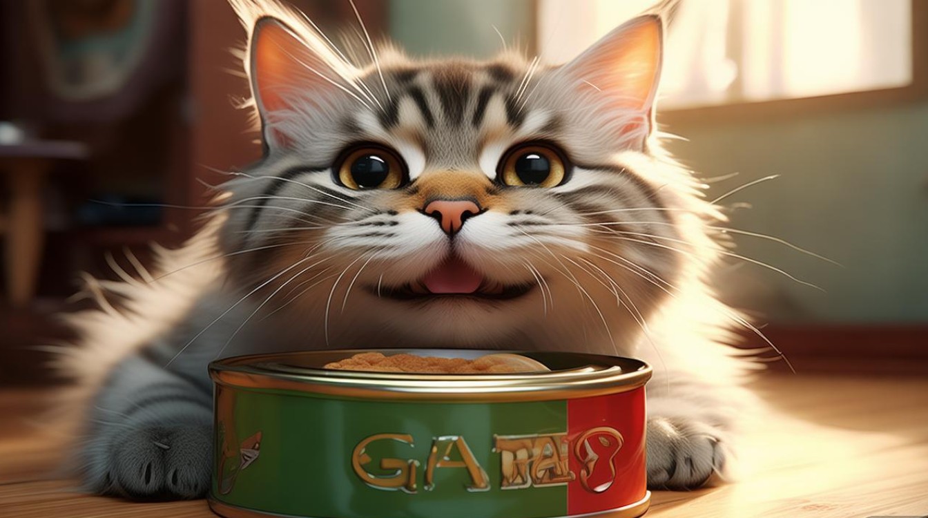 猫咪吃完罐头兴奋
