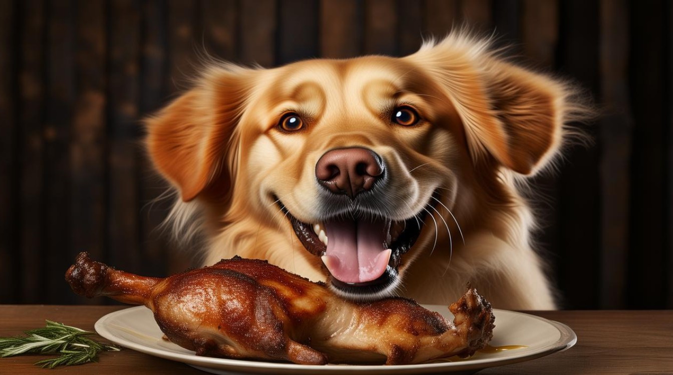 狗狗吃鸭腿肉