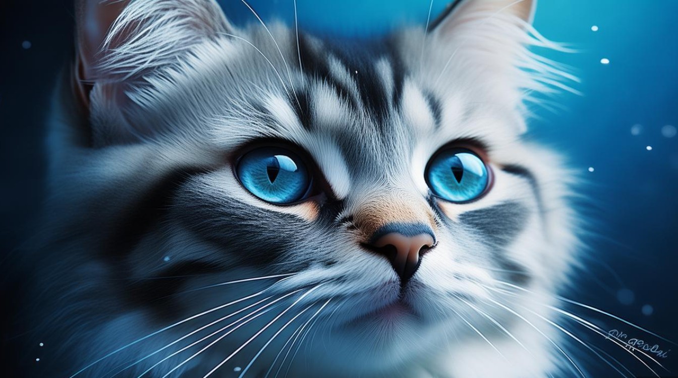 蓝色瞳孔的猫咪