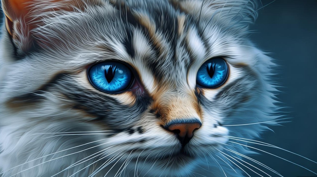 蓝色瞳孔的猫咪