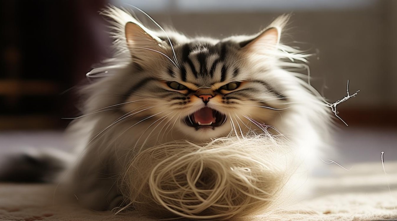 猫咪吐出很多毛
