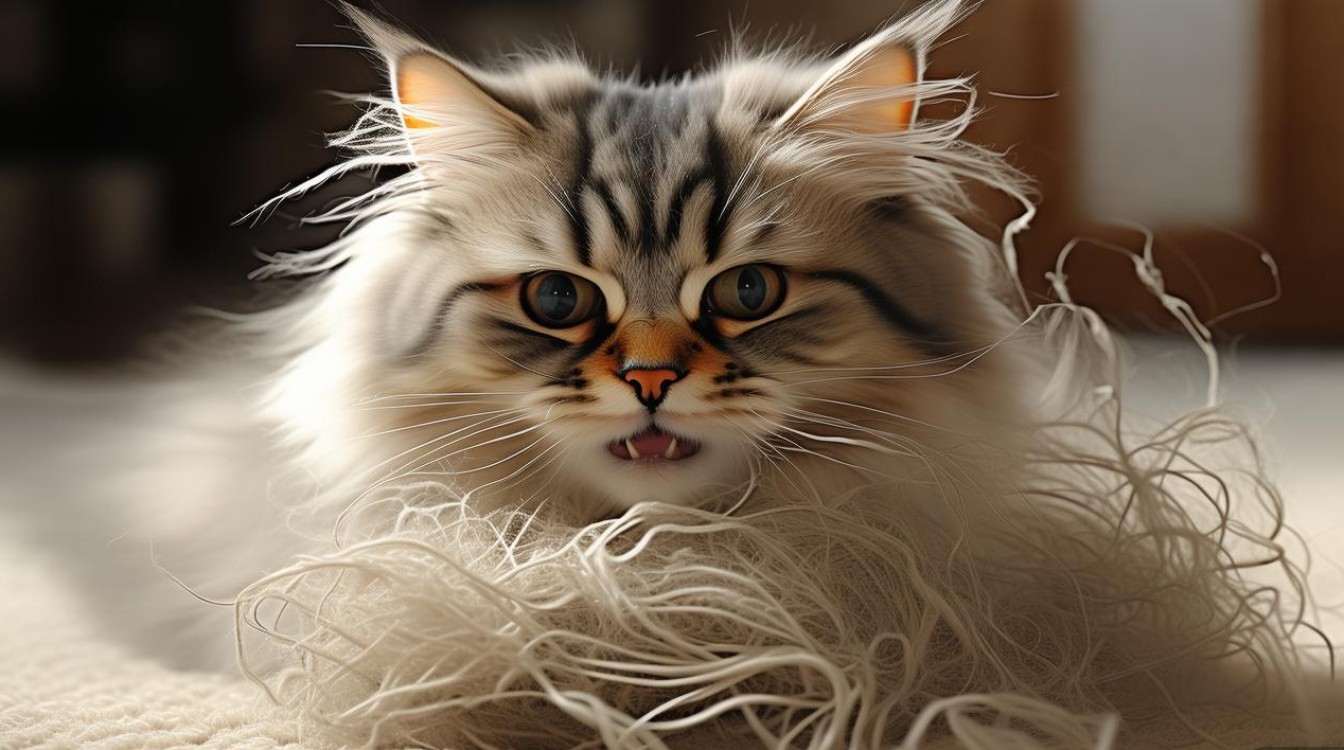 猫咪吐出很多毛