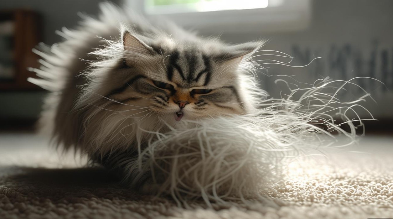 猫咪吐出很多毛