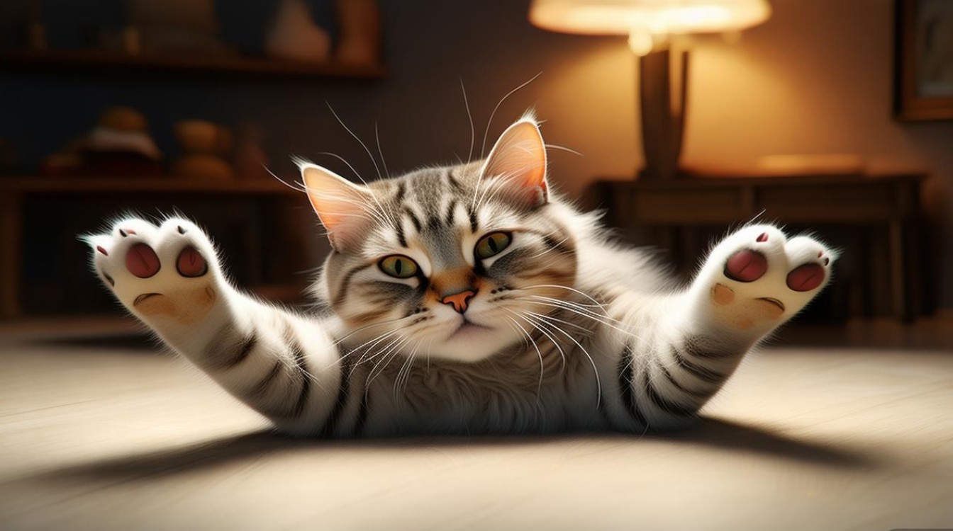 猫咪轮流张开爪子