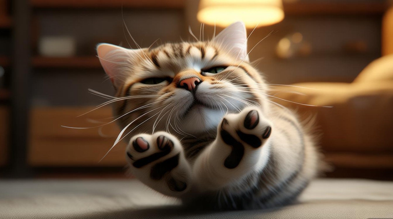 猫咪轮流张开爪子
