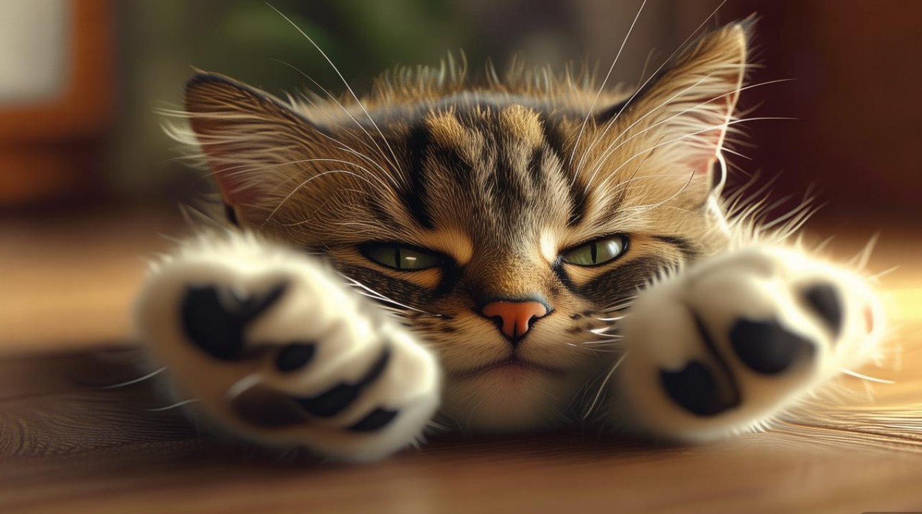 猫咪轮流张开爪子