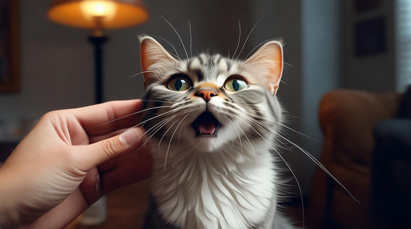 掐猫咪后颈表情