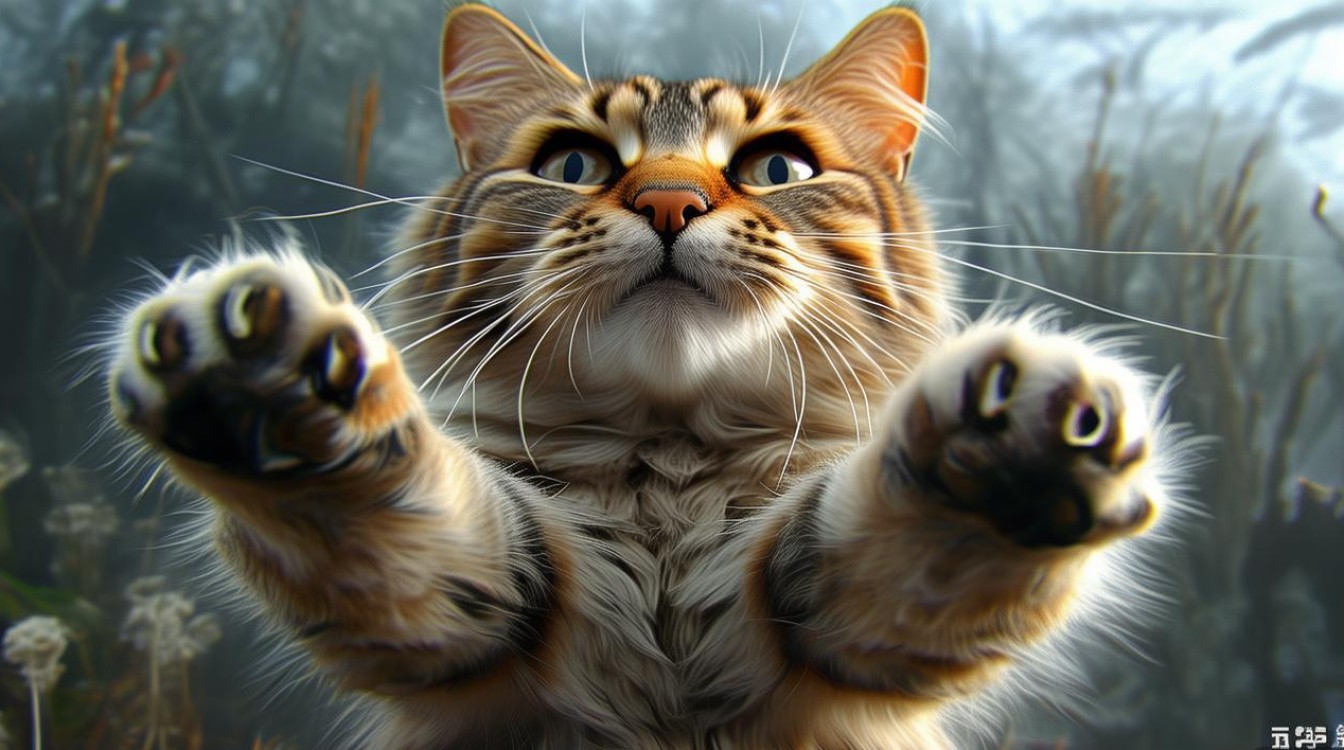 猫咪张开爪子图片