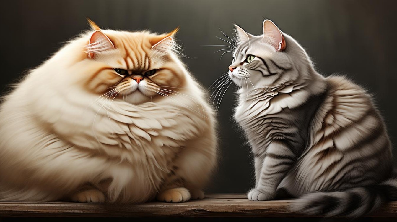 胖瘦猫咪同框