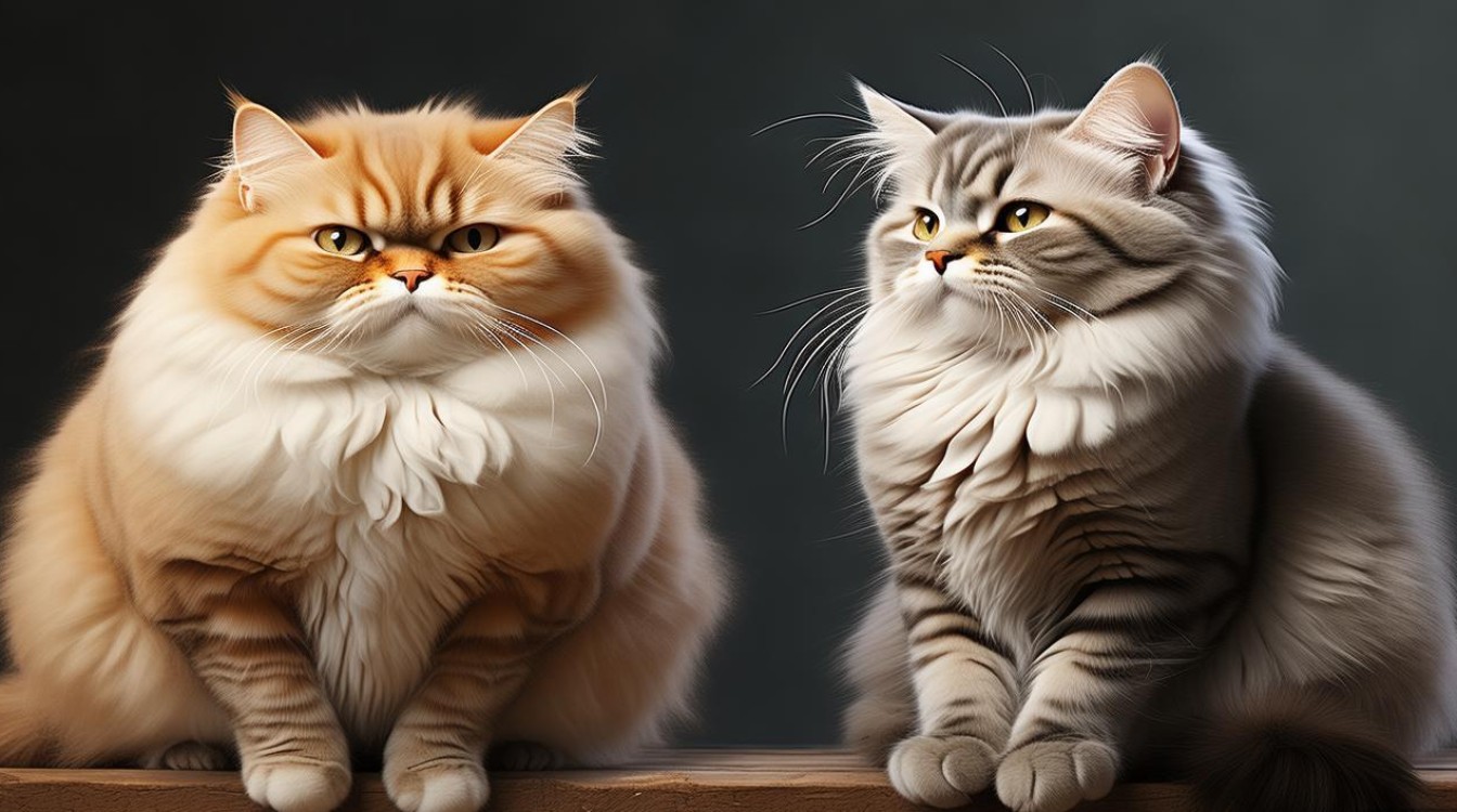 胖瘦猫咪同框