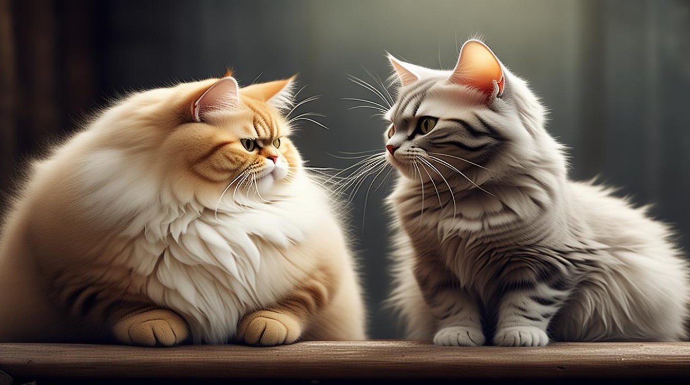 胖瘦猫咪同框