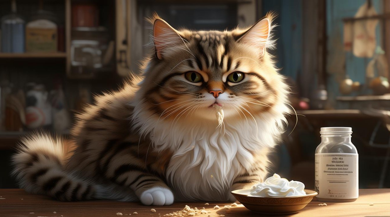 猫咪吃了点奶油