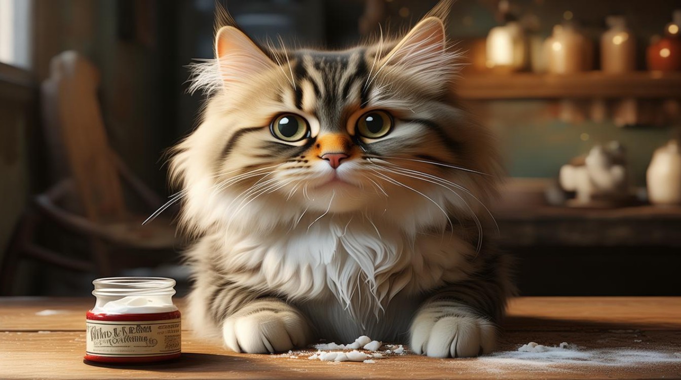 猫咪吃了点奶油