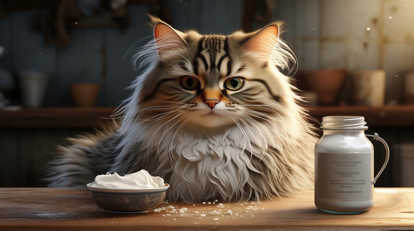 猫咪吃了点奶油