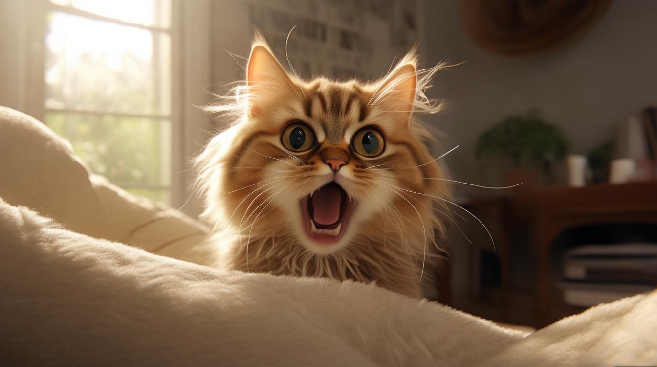猫咪被吓到了