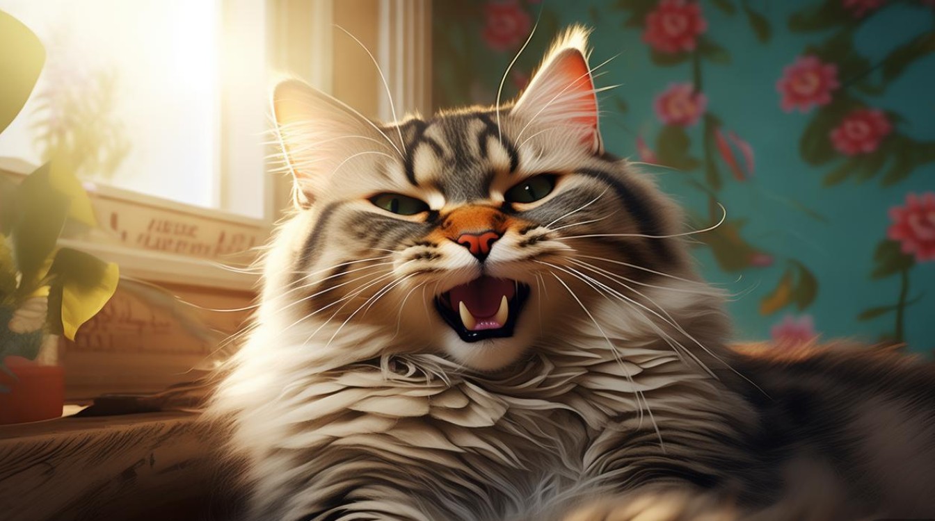 猫咪夏天张嘴呼吸