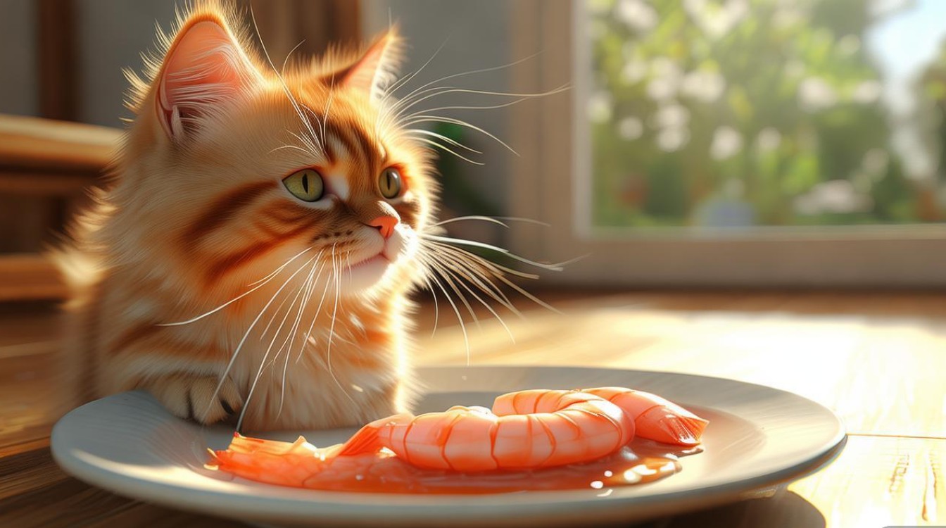 猫咪吃甜虾