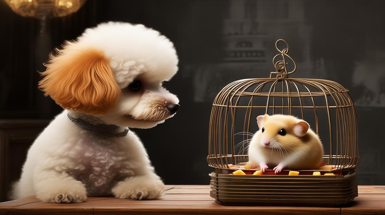 玩具贵宾犬吃仓鼠