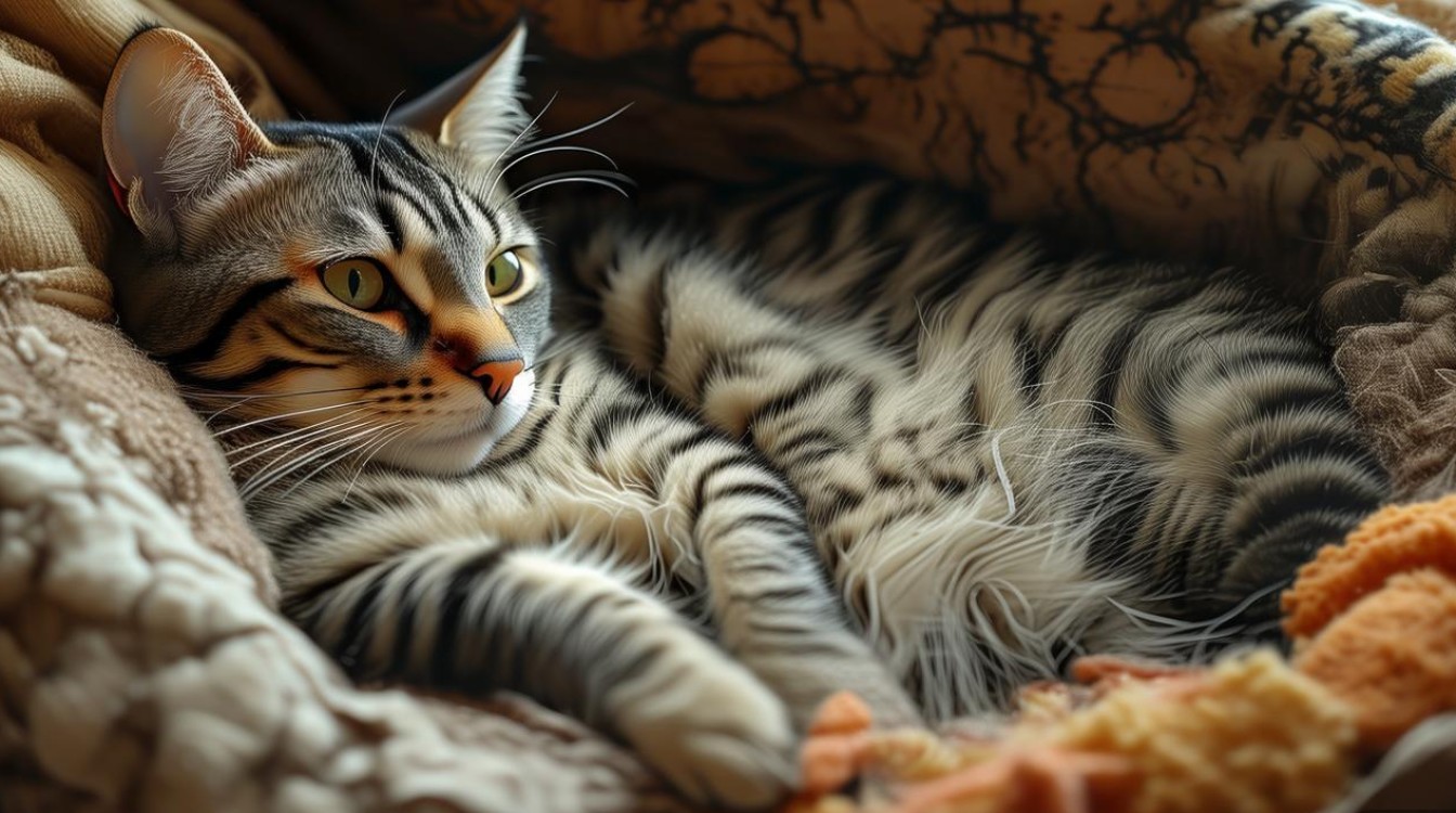 虎斑猫咪怀孕
