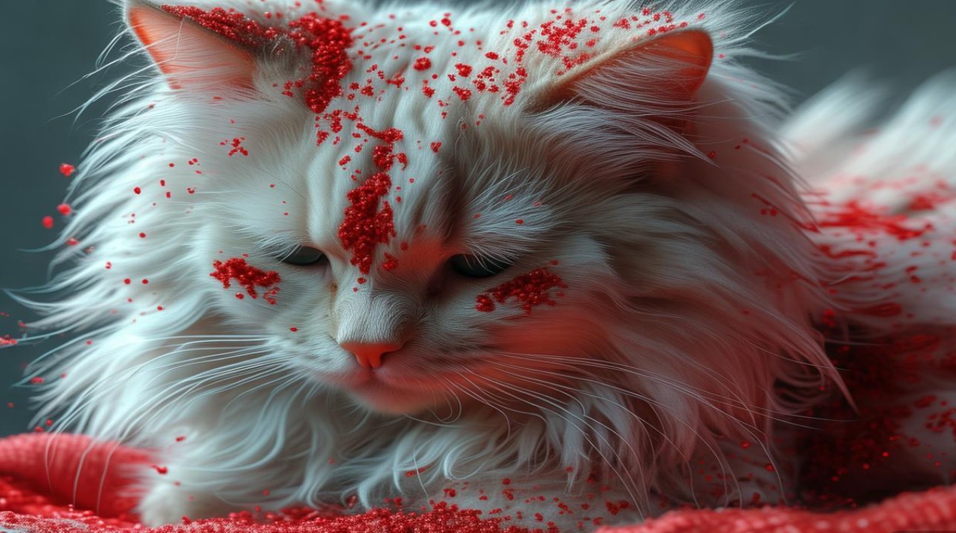 猫咪身上红色颗粒