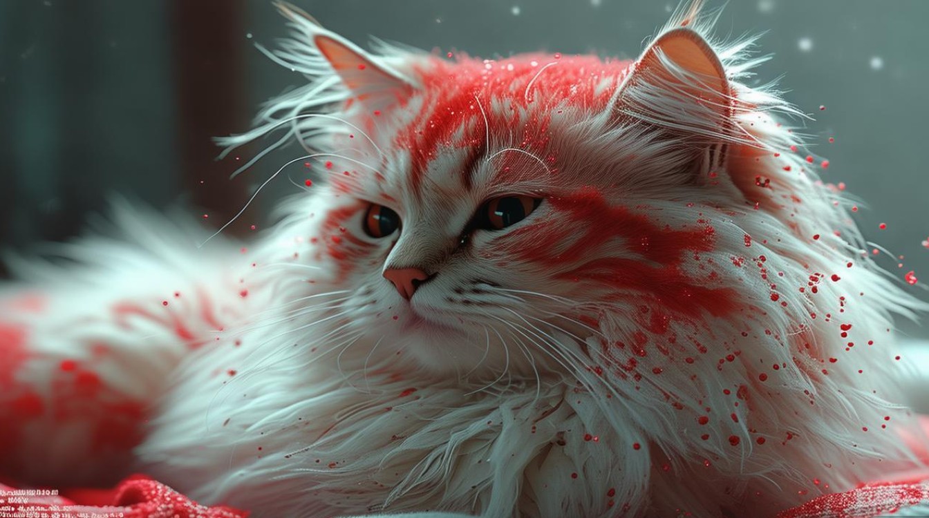 猫咪身上红色颗粒