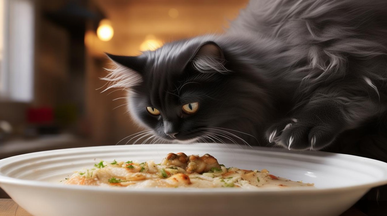 猫咪吃饭踩奶