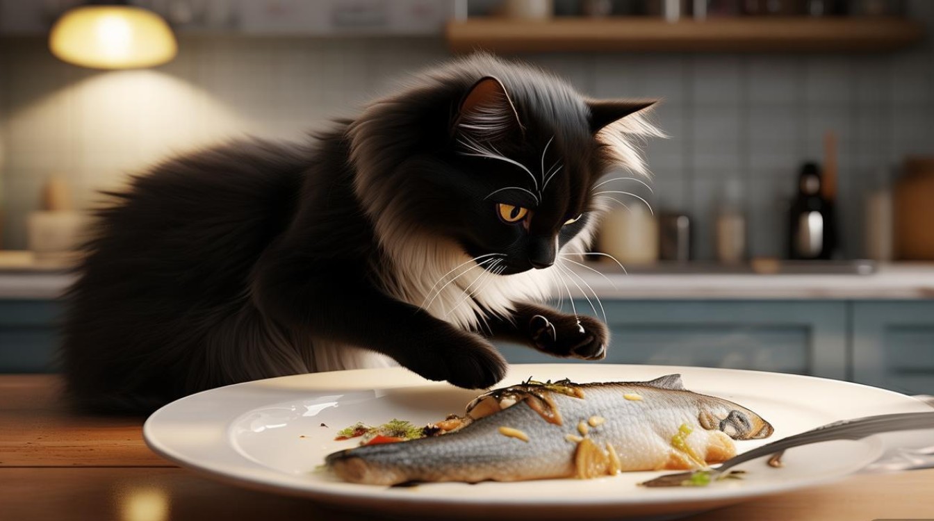 猫咪吃饭踩奶