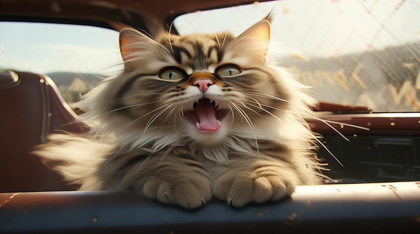 猫咪坐车吐唾沫