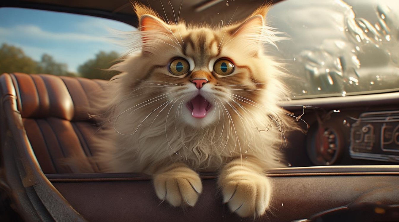 猫咪坐车吐唾沫