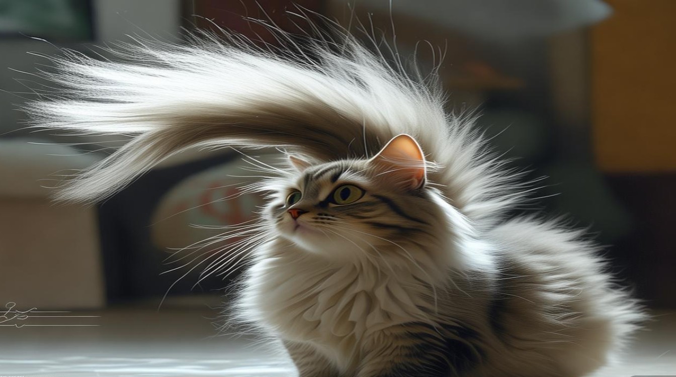 猫咪尾巴向上颤抖