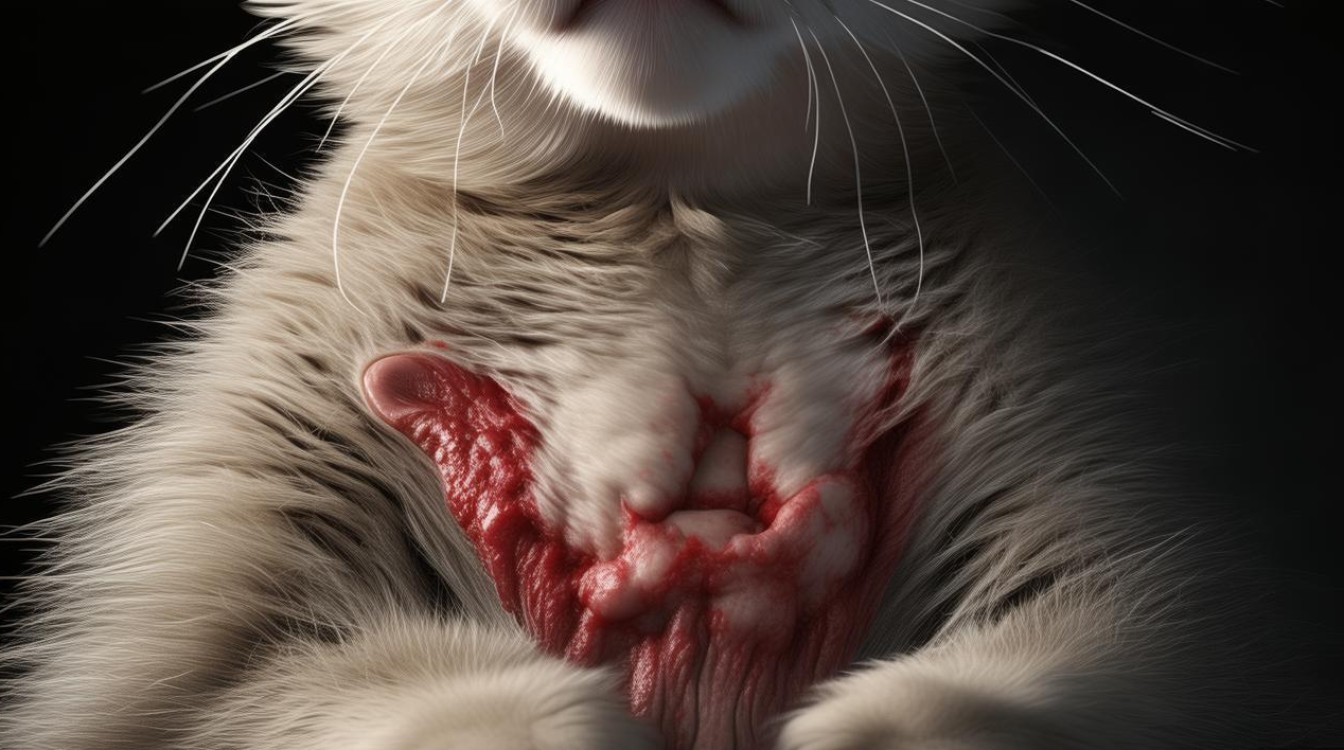 猫咪肚子被咬伤