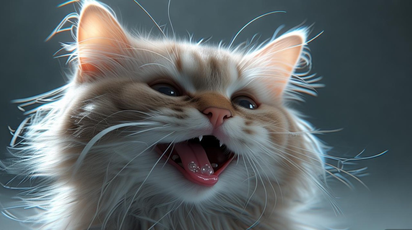 猫咪嘴巴张泡