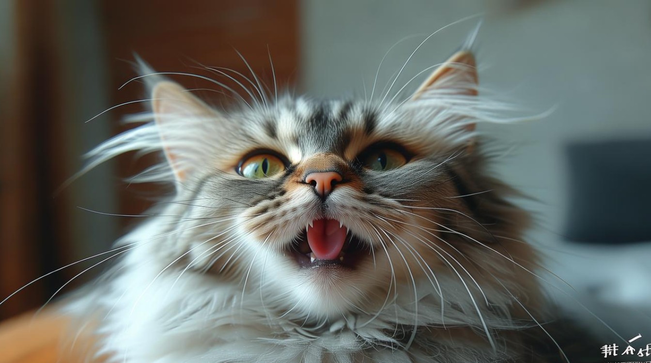 猫咪嘴巴张泡