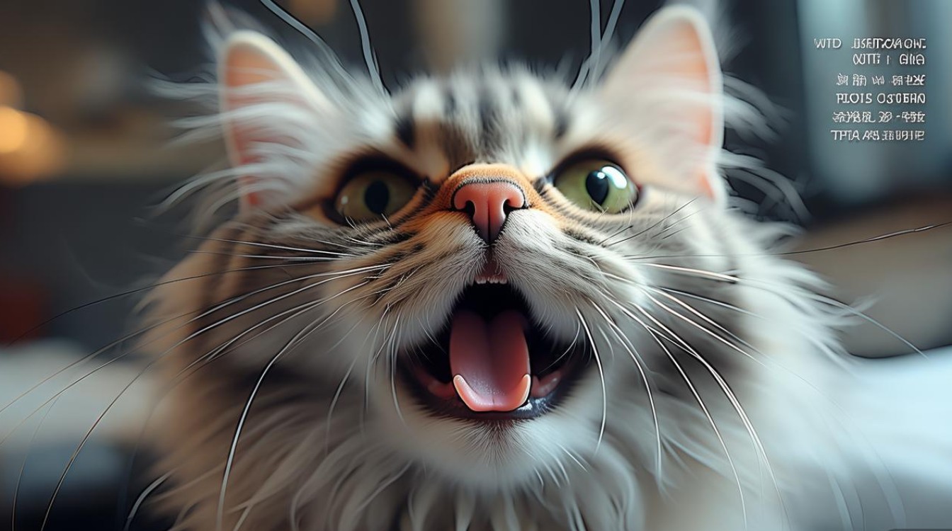 猫咪嘴巴张泡