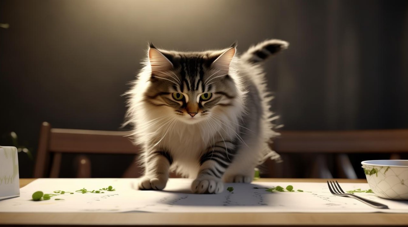 吃饭猫咪上桌子