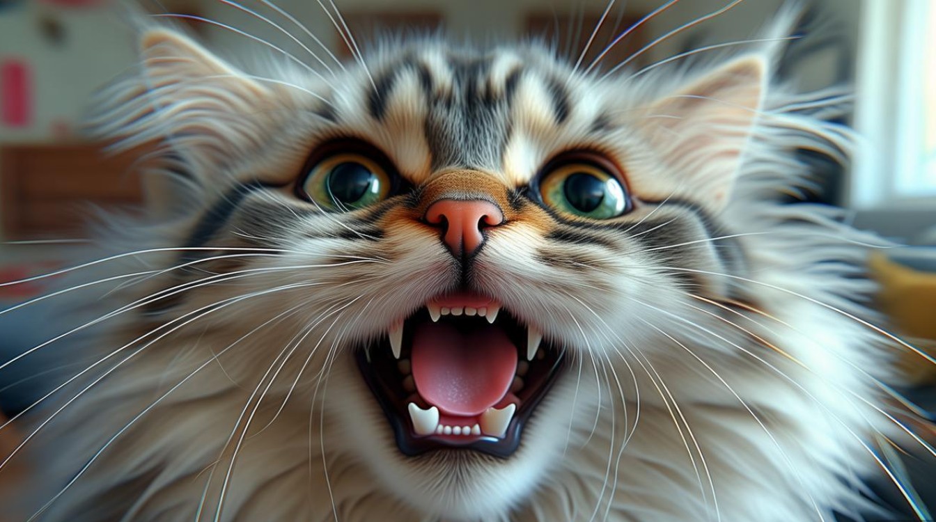 猫咪咬着舌头尖