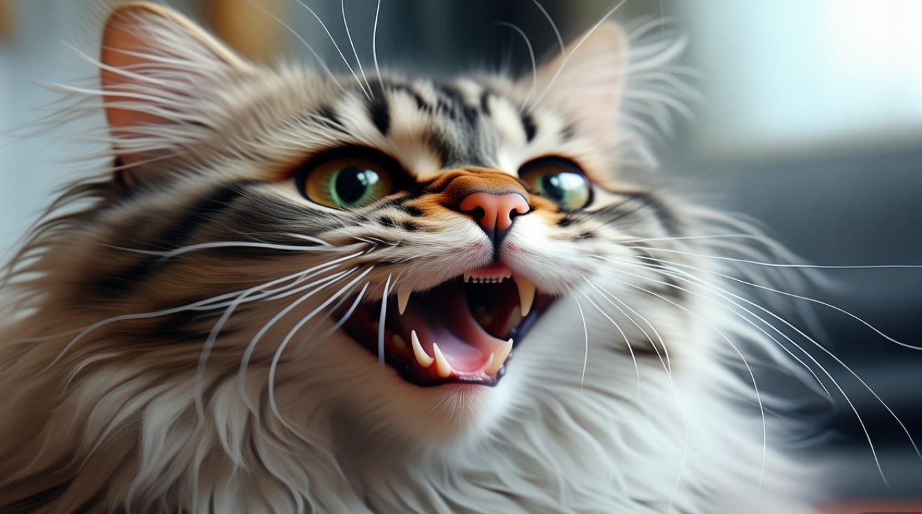 猫咪咬着舌头尖