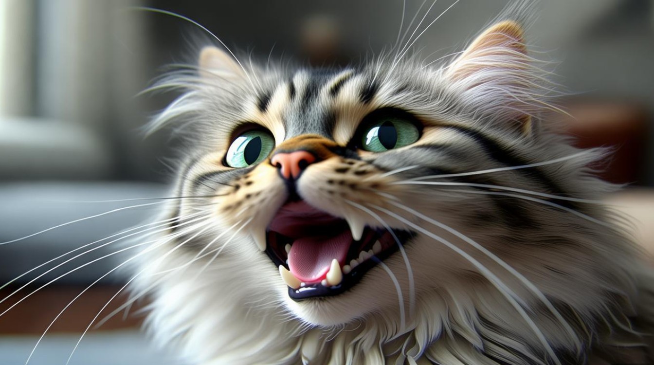 猫咪咬着舌头尖