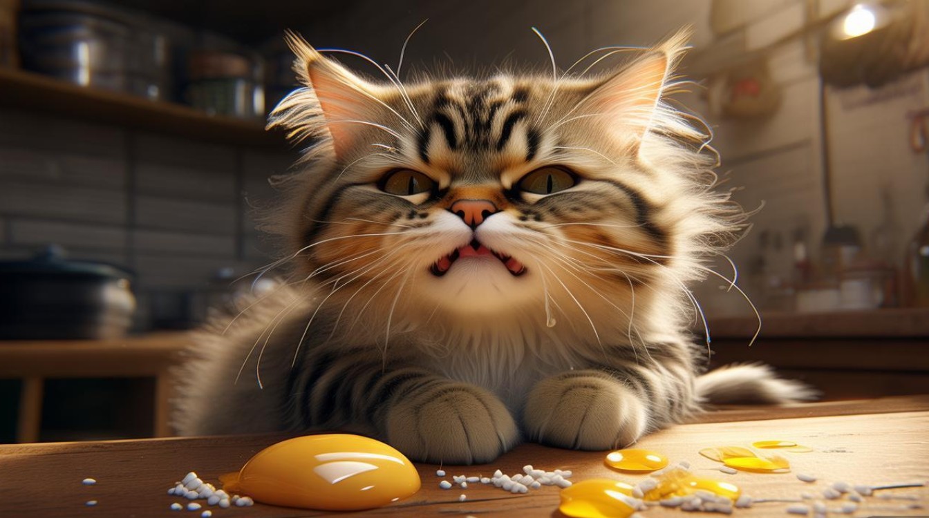猫咪吃蛋黄吐了