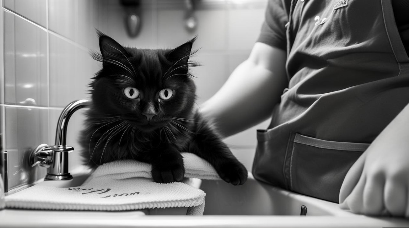 给猫咪洗澡前