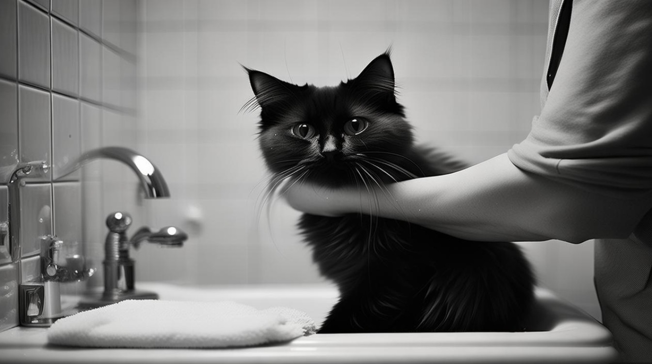 给猫咪洗澡前