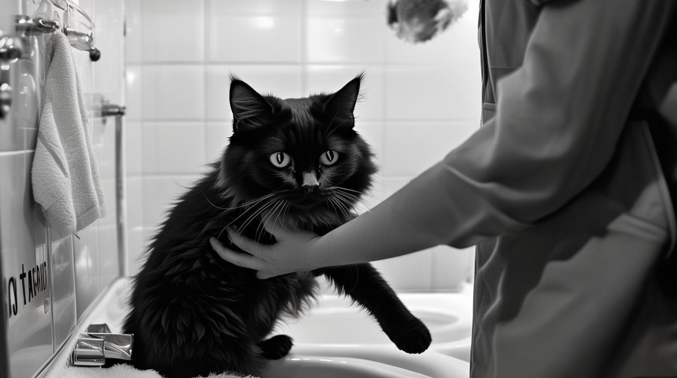 给猫咪洗澡前
