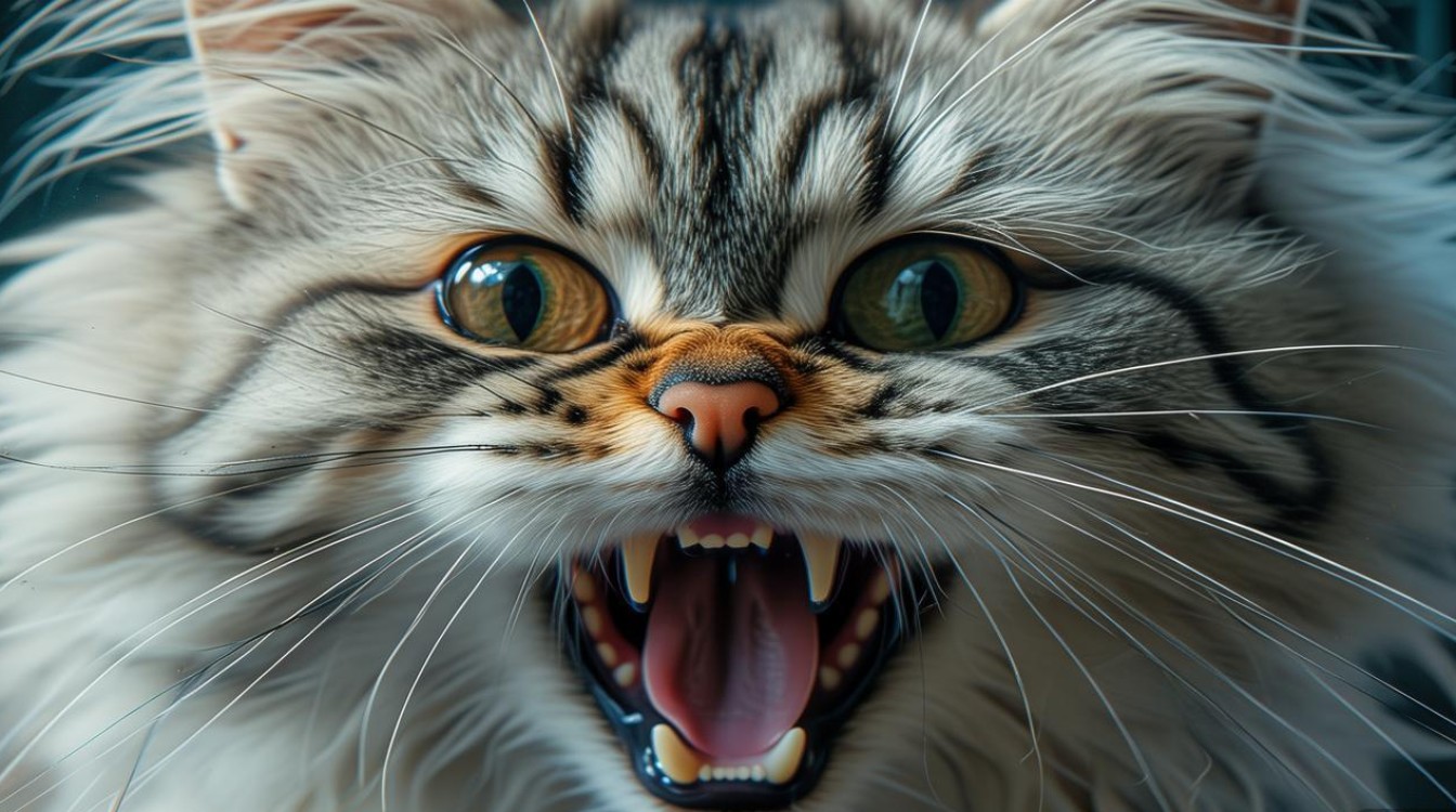 猫咪嘴巴张开抖动