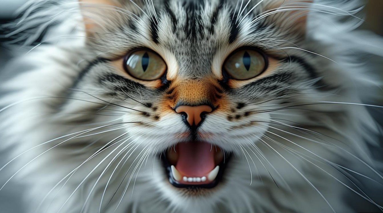 猫咪嘴巴张开抖动