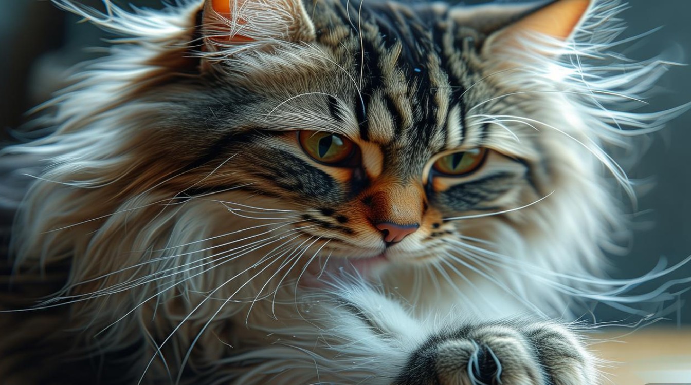 猫咪猛舔自己