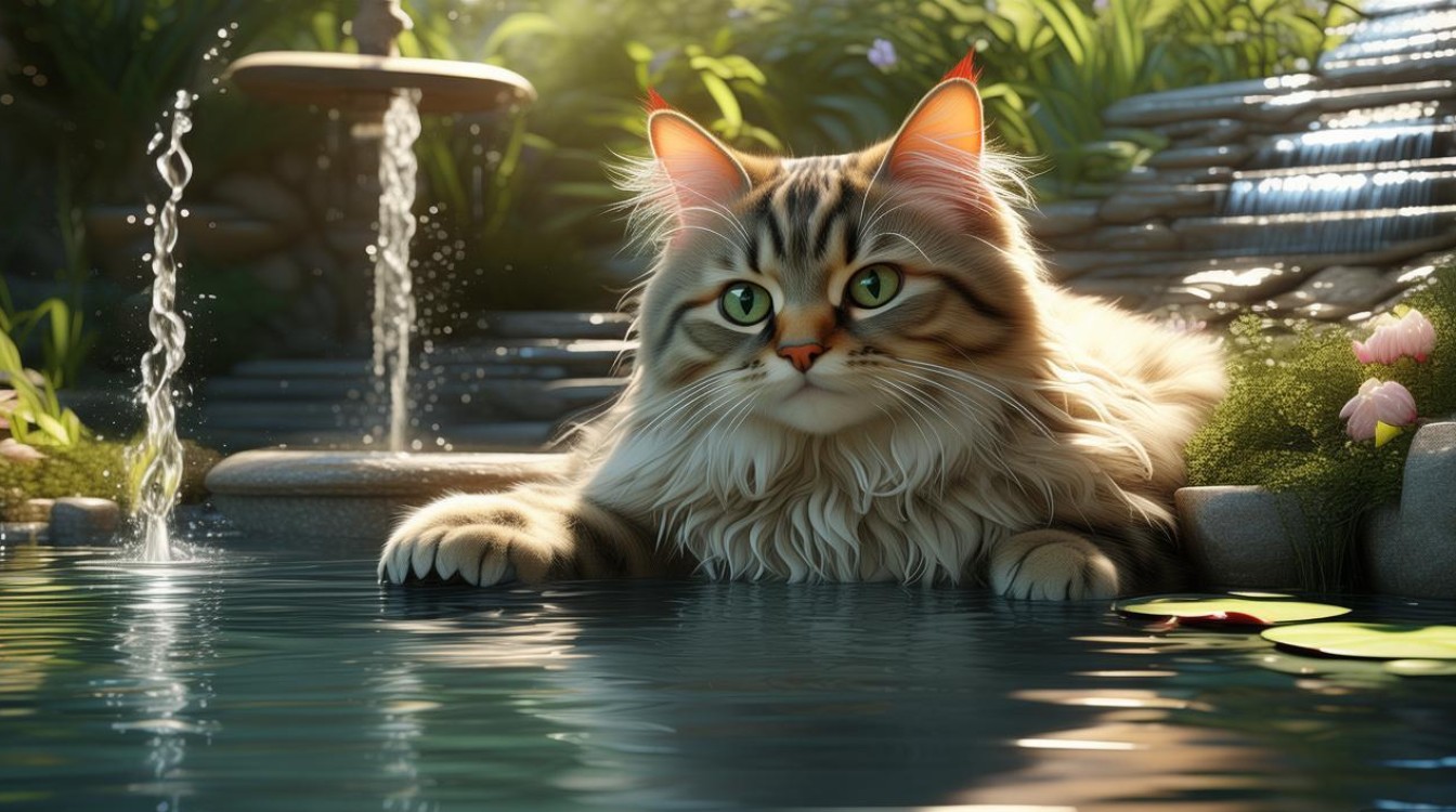 猫咪和很多水